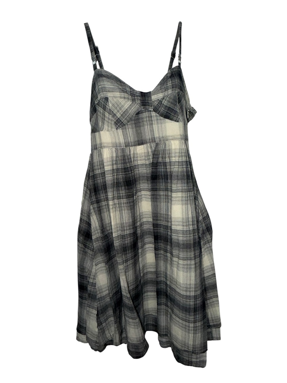 Converse Black & White Plaid Spaghetti-Strap Mini Dress